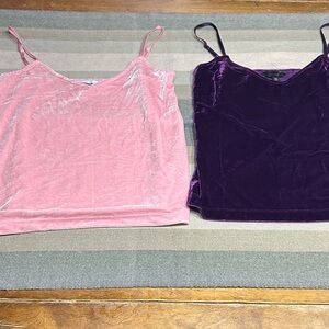 Pajamagram Elegant Velvet Camisole Set in Pink and Purple